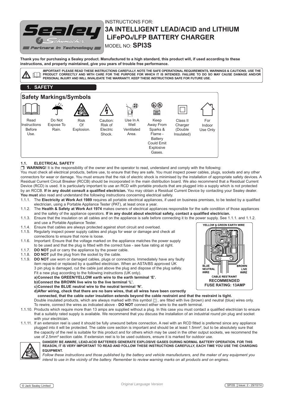 Sealey SPI3S User Manual | 6 pages