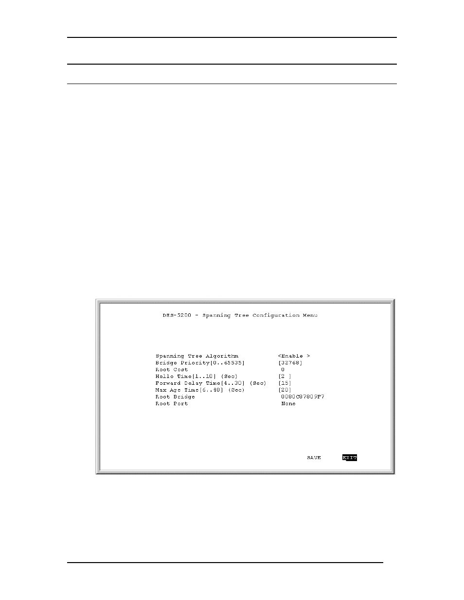 Spanning tree configuration | D-Link DES-5200 User Manual | Page 74 / 144