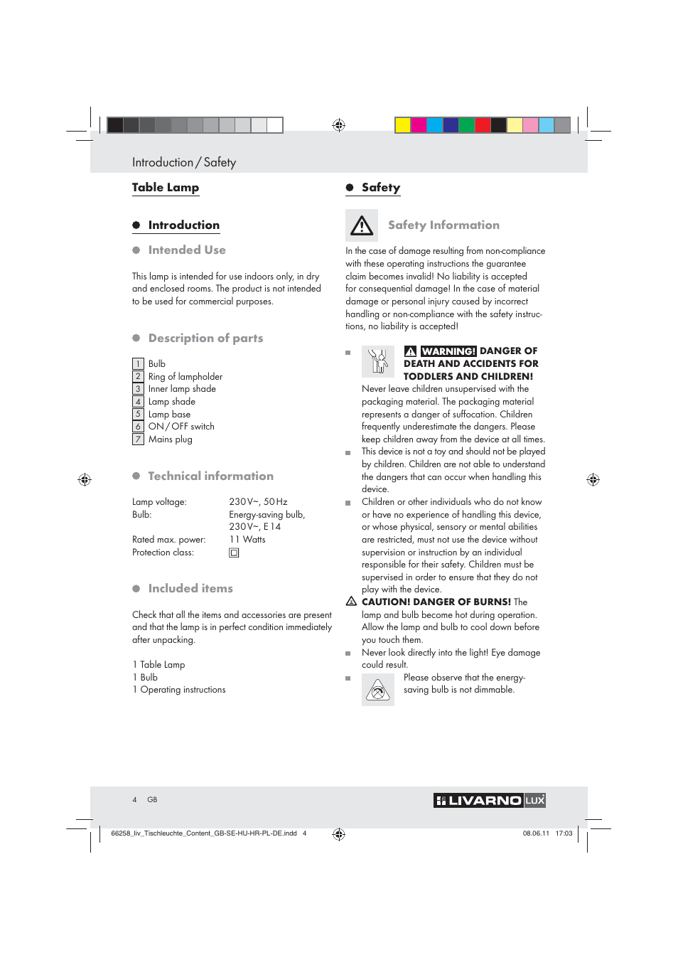 Introduction / safety | Livarno Z30957 User Manual | Page 2 / 19