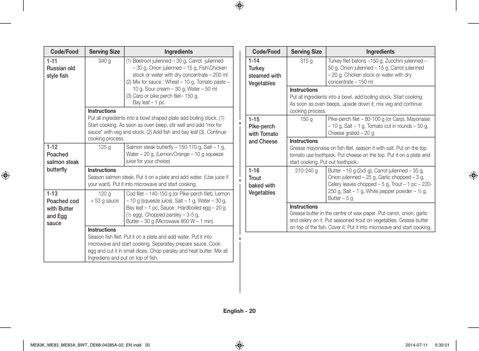 Samsung ME83KRS-2 User Manual | Page 20 / 30