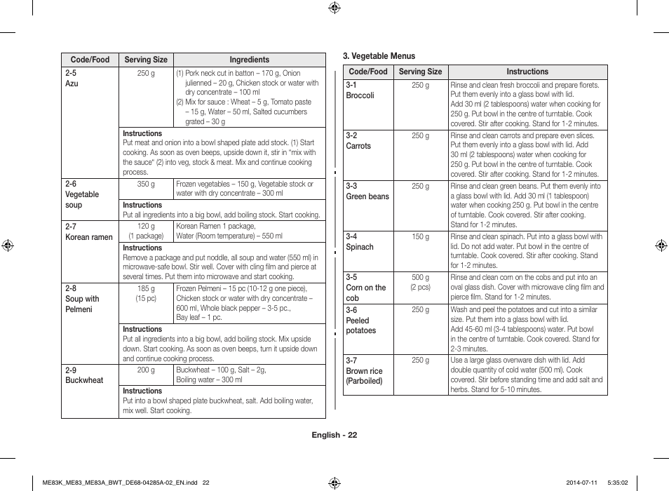 Samsung ME83KRS-2 User Manual | Page 22 / 30