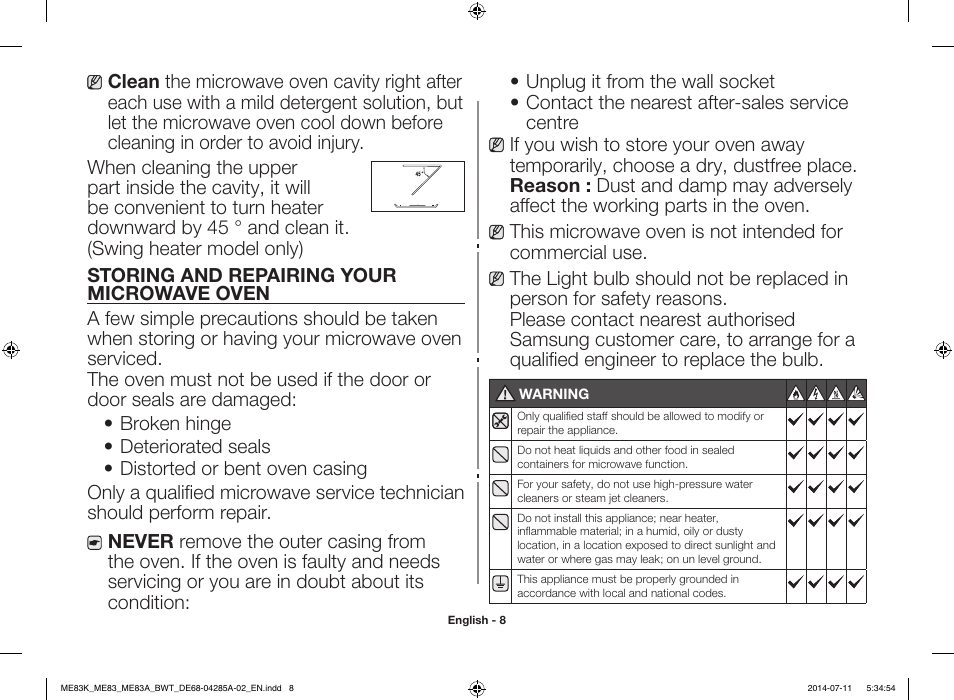 Samsung ME83KRS-2 User Manual | Page 8 / 30