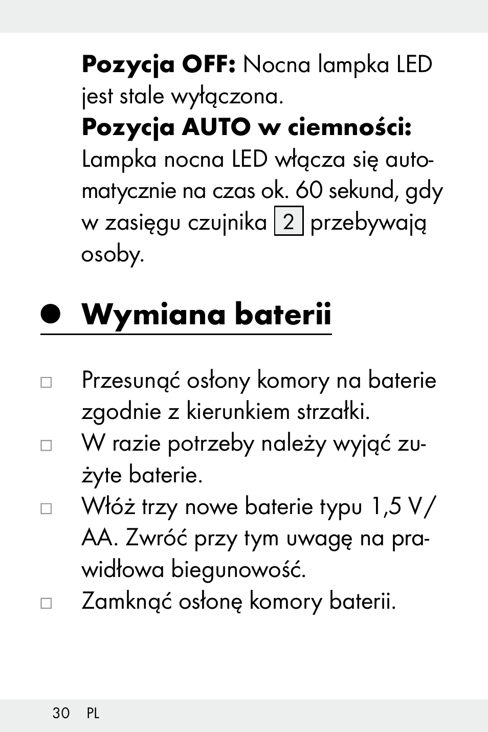 Wymiana baterii | Livarno Z32148C User Manual | Page 30 / 107