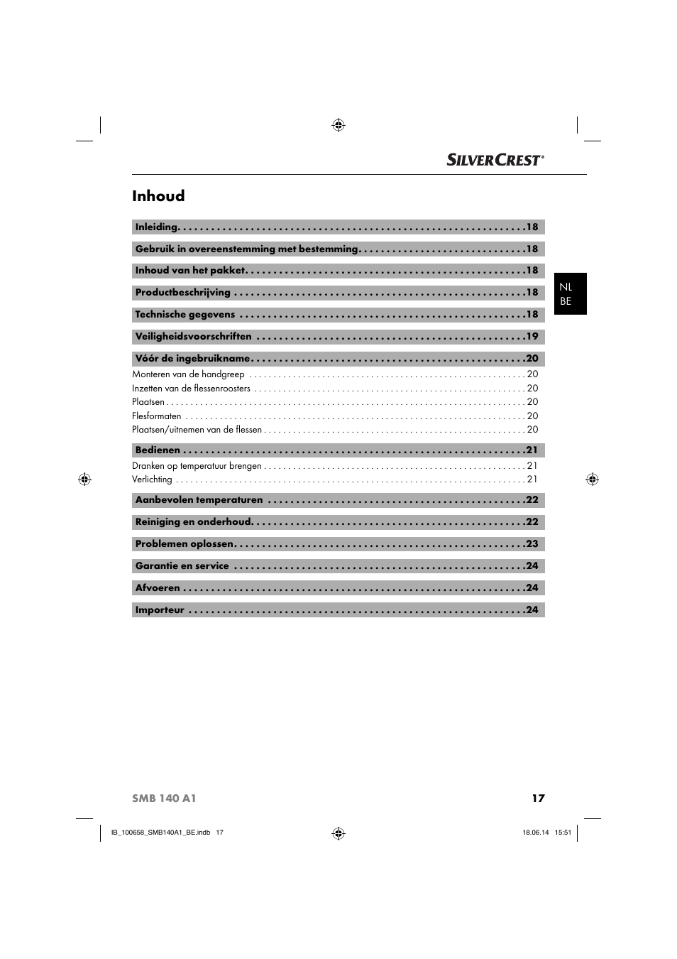 Inhoud | Silvercrest SMB 140 A1 User Manual | Page 20 / 36