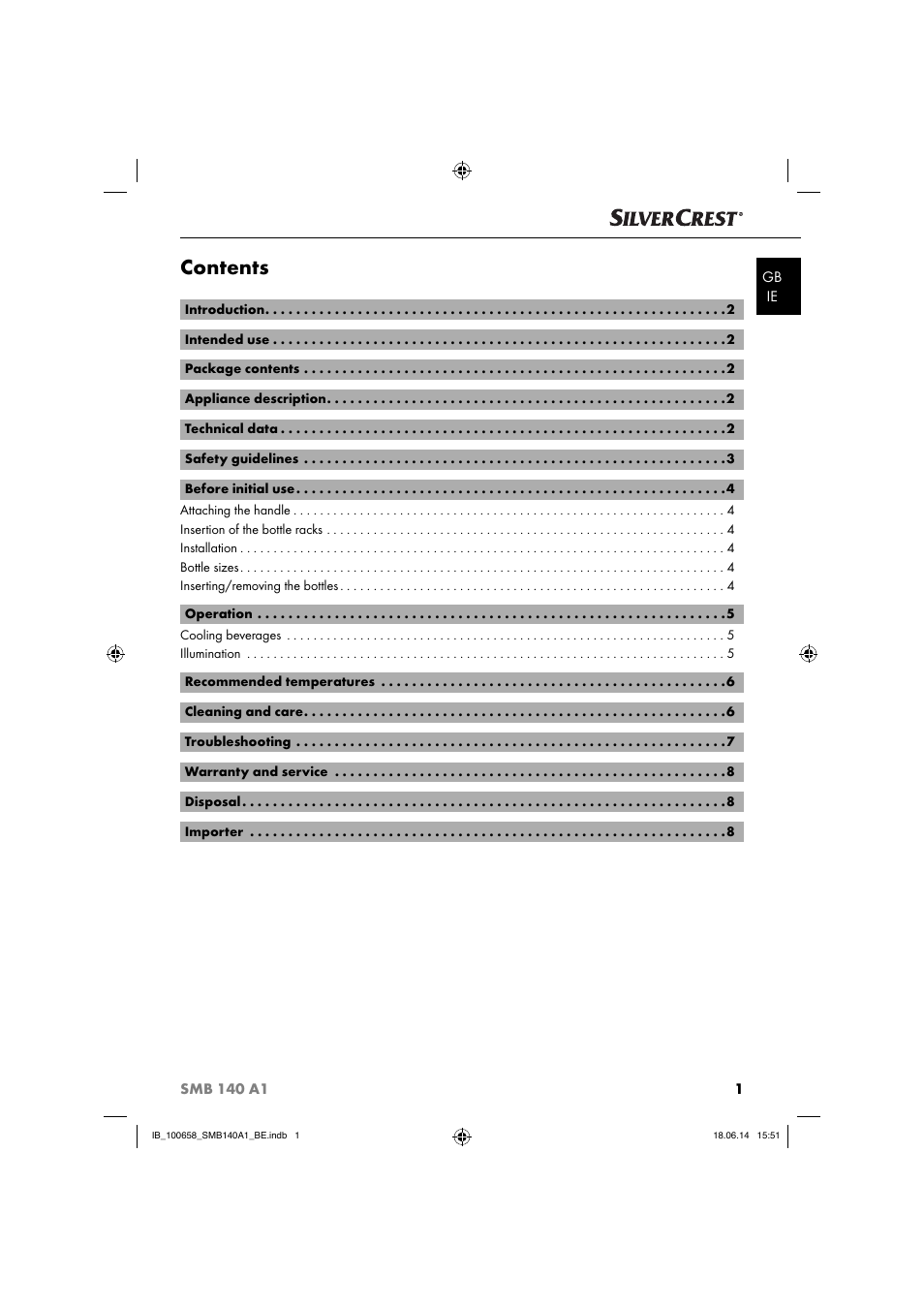 Silvercrest SMB 140 A1 User Manual | Page 4 / 36