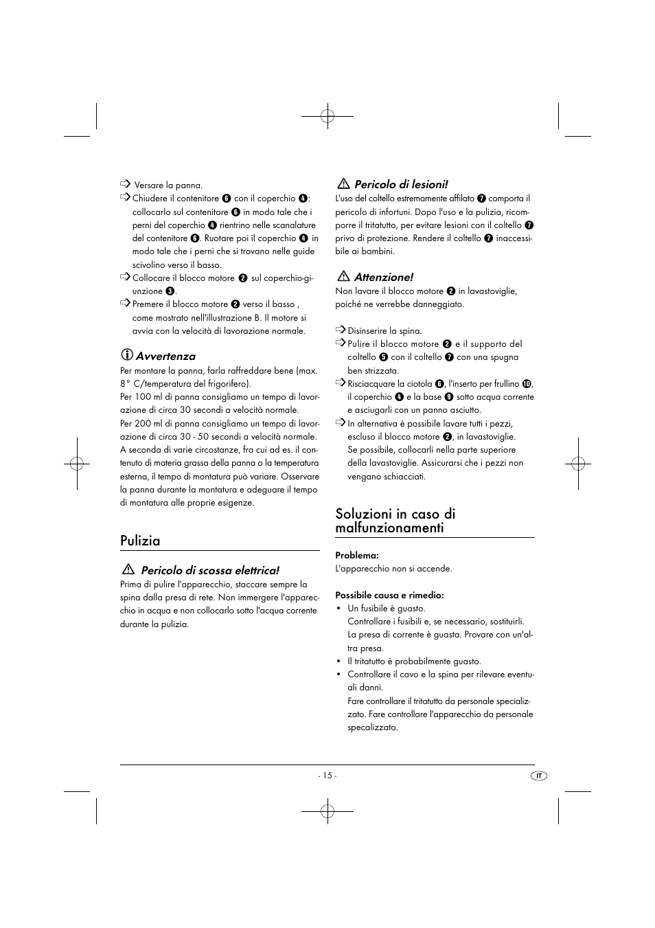 Pulizia, Soluzioni in caso di malfunzionamenti | Silvercrest SMZ 260 G1 User Manual | Page 18 / 44