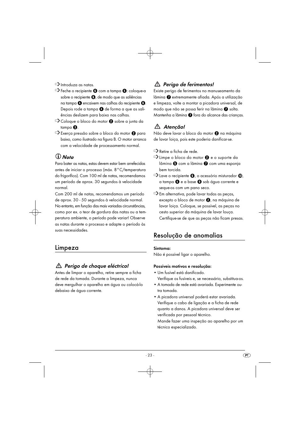 Limpeza, Resolução de anomalias | Silvercrest SMZ 260 G1 User Manual | Page 26 / 44
