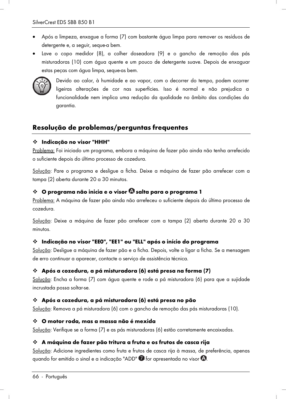 Resolução de problemas/perguntas frequentes | Silvercrest SBB 850 B1 User Manual | Page 68 / 124