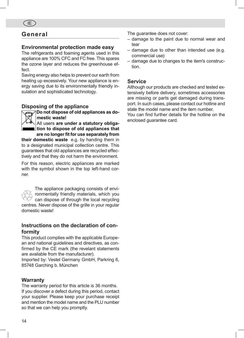 General | Silvercrest DTL + 1026 User Manual | Page 14 / 18