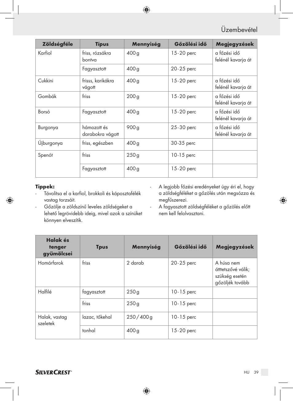 Üzembevétel | Silvercrest SDG 800 A1 User Manual | Page 37 / 83