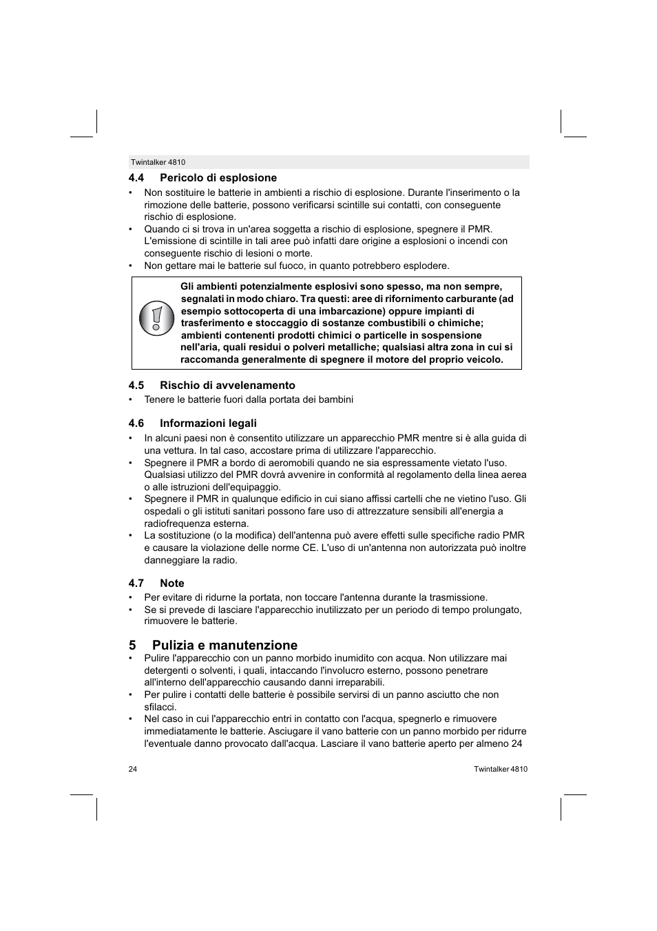 5pulizia e manutenzione | Silvercrest TWINTALKER 4810 User Manual | Page 24 / 96