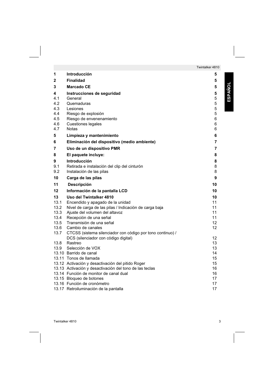 Silvercrest TWINTALKER 4810 User Manual | Page 3 / 96