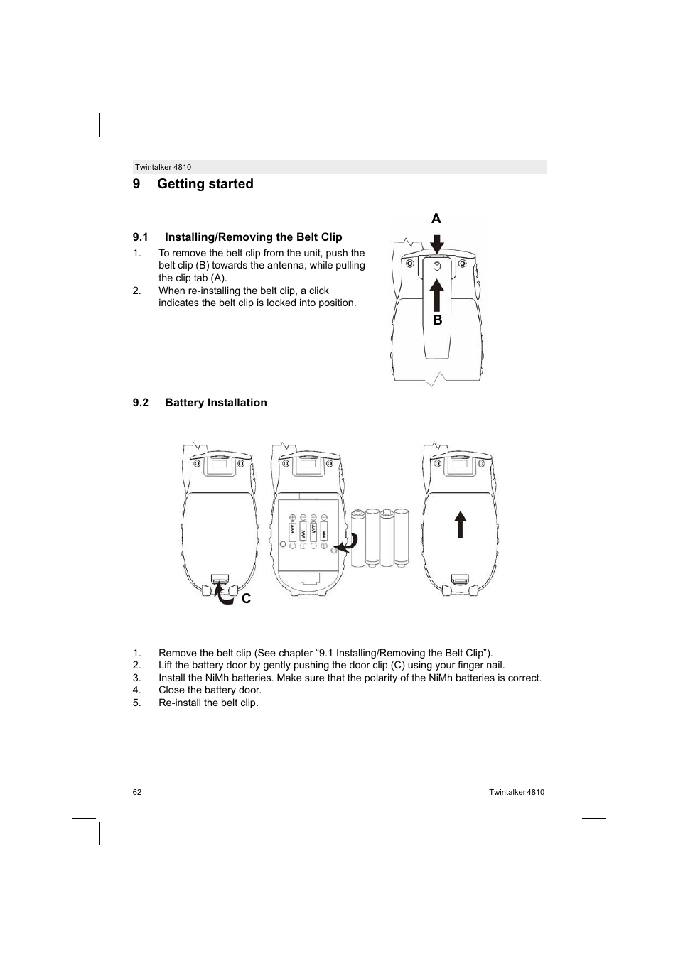 9getting started, Ab c | Silvercrest TWINTALKER 4810 User Manual | Page 62 / 96