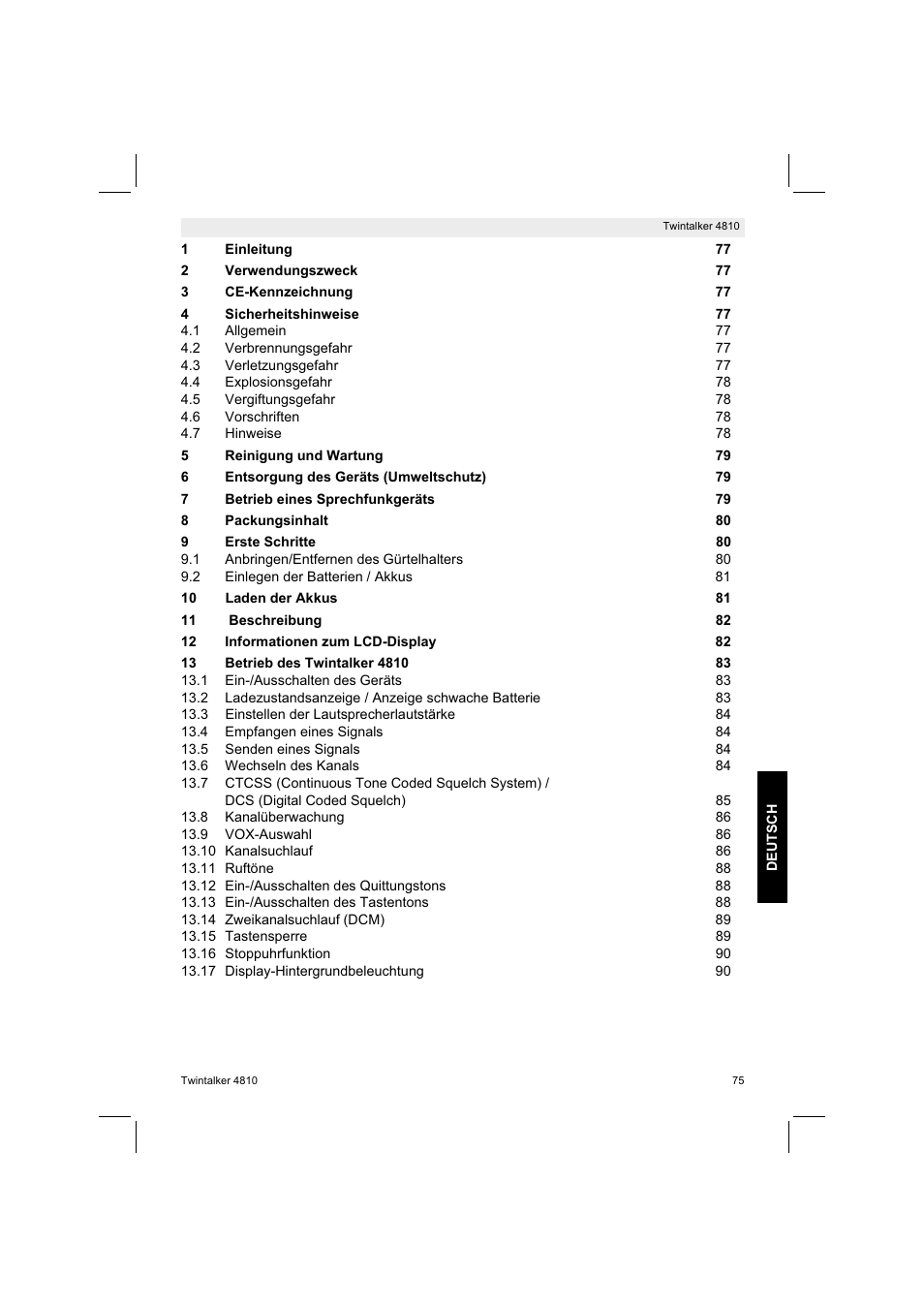 Silvercrest TWINTALKER 4810 User Manual | Page 75 / 96