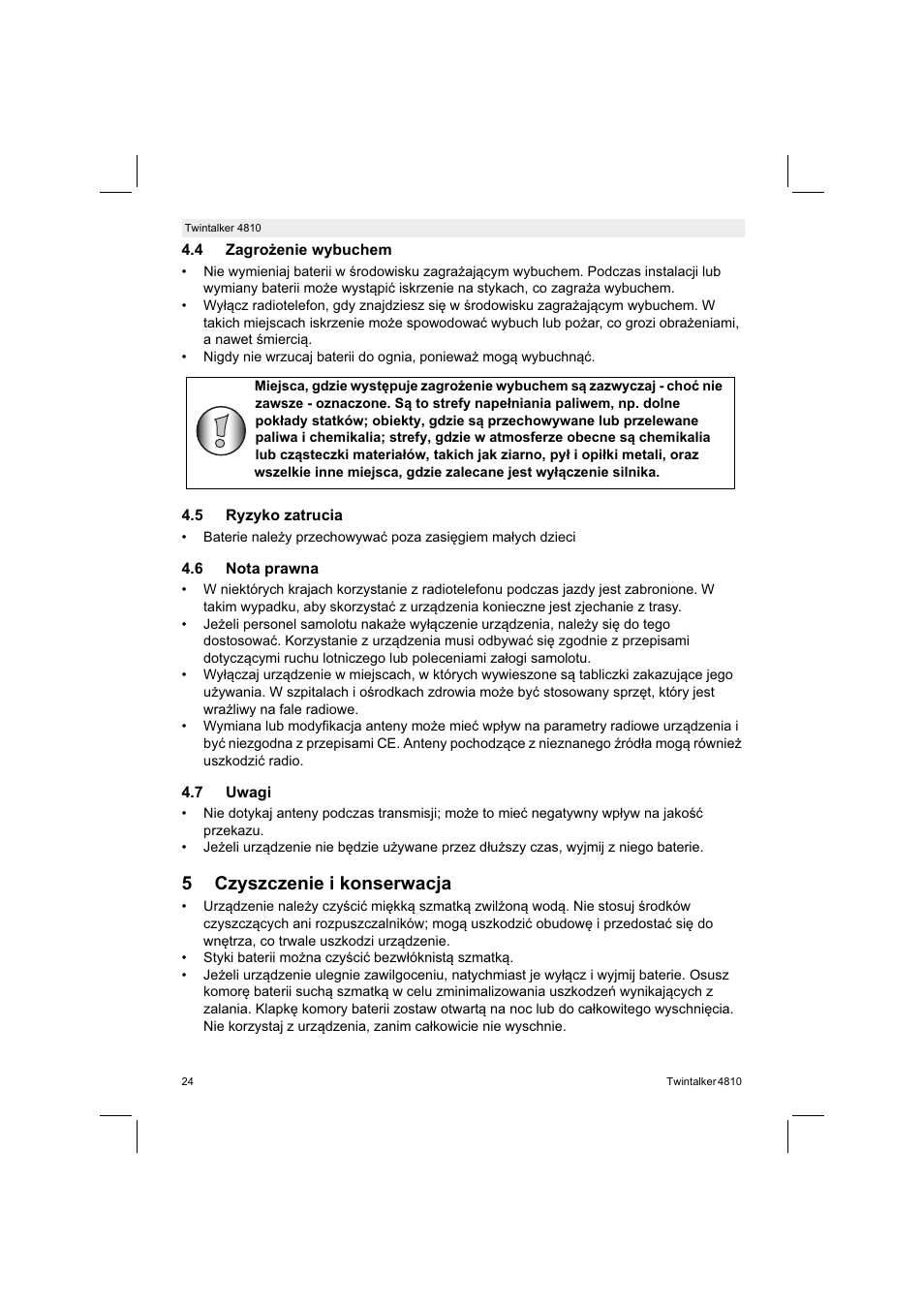 5czyszczenie i konserwacja | Silvercrest TWINTALKER 4810 User Manual | Page 24 / 148