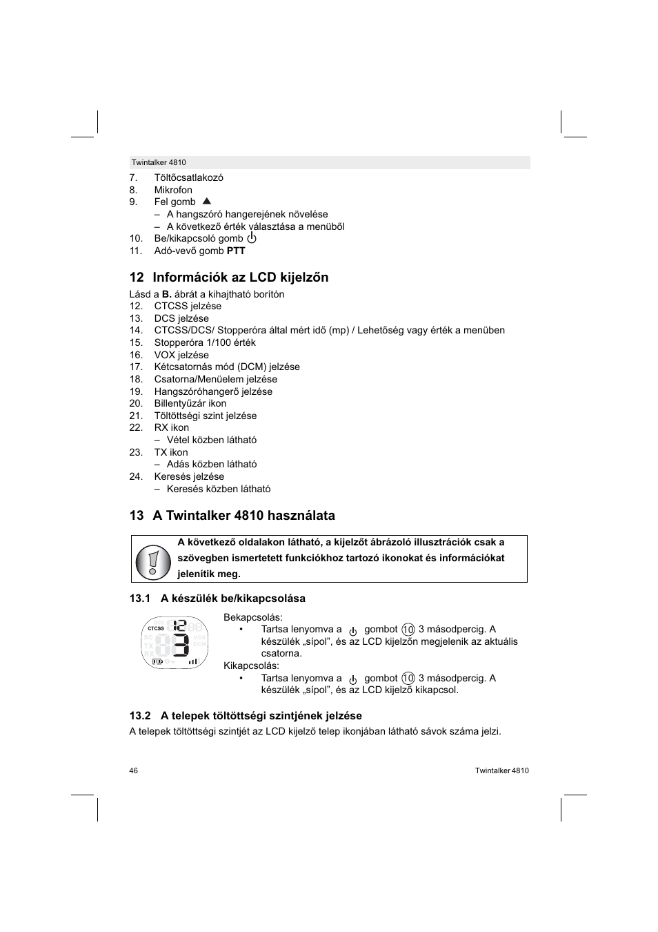 12 információk az lcd kijelz n | Silvercrest TWINTALKER 4810 User Manual | Page 46 / 148