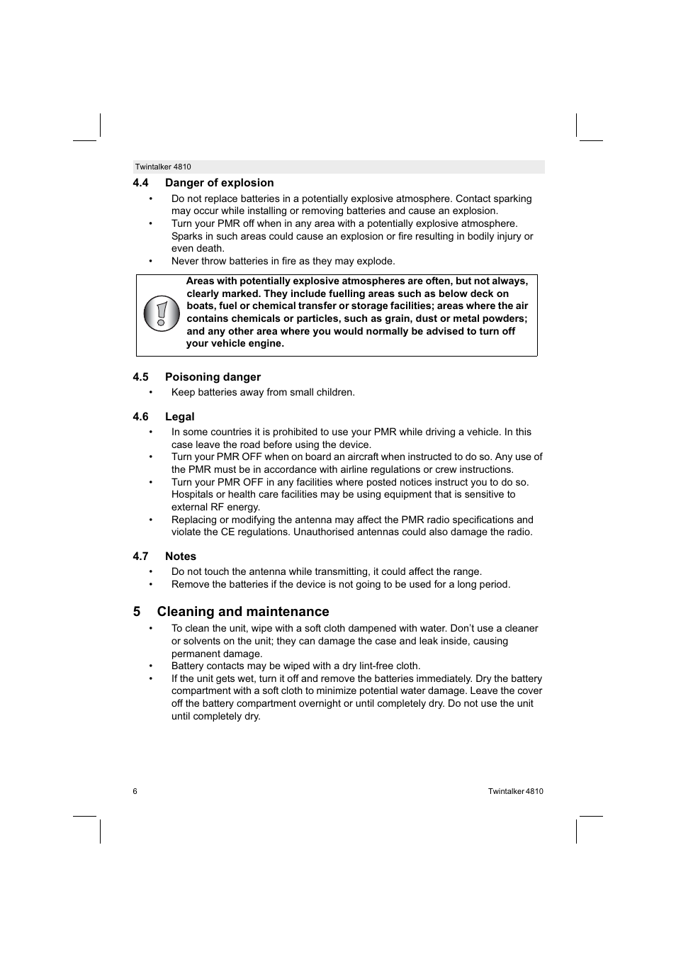 5cleaning and maintenance | Silvercrest TWINTALKER 4810 User Manual | Page 6 / 148