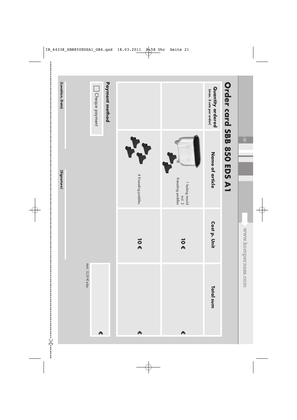 Or der car d sbb 850 eds a1 | Silvercrest SBB 850 EDS A1 User Manual | Page 23 / 146