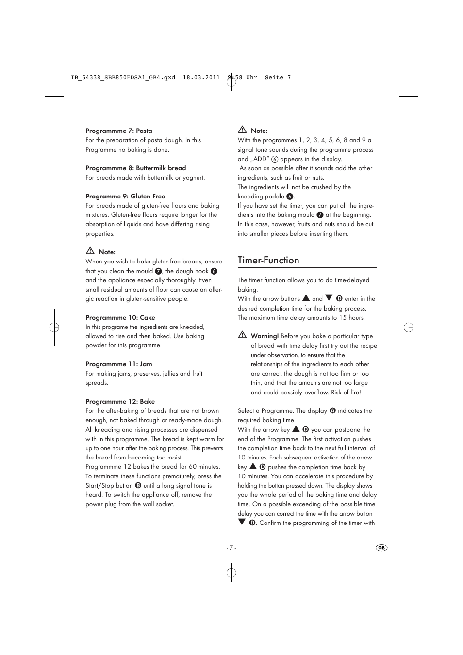 Timer-function | Silvercrest SBB 850 EDS A1 User Manual | Page 9 / 146