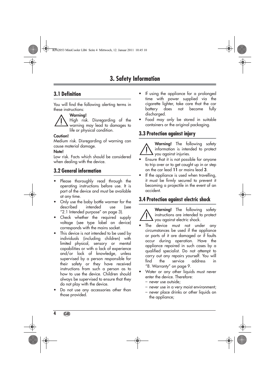 Safety information, 1 deﬁnition, 2 general information | 3 protection against injury, 4 protection against electric shock | Silvercrest SMK 15 A1 User Manual | Page 6 / 14