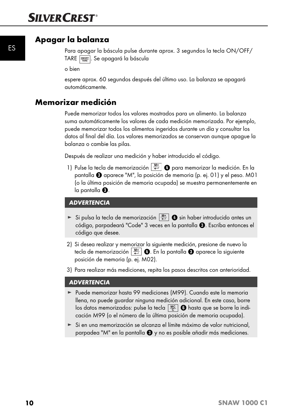 Apagar la balanza | Silvercrest SNAW 1000 C1 User Manual | Page 13 / 183