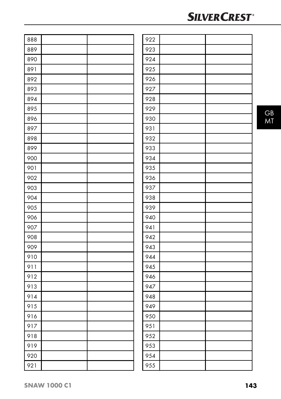 Gb mt | Silvercrest SNAW 1000 C1 User Manual | Page 146 / 183