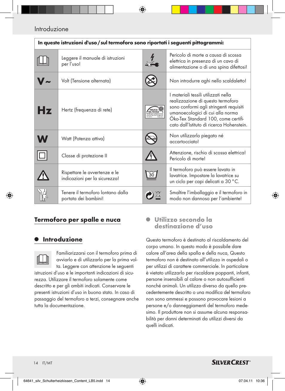 Introduzione | Silvercrest Neck & Shoulder Heating Pad User Manual | Page 10 / 40