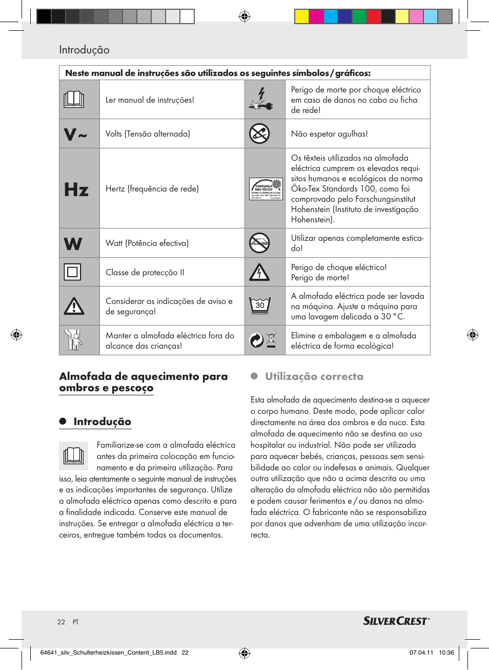 Introdução | Silvercrest Neck & Shoulder Heating Pad User Manual | Page 18 / 40