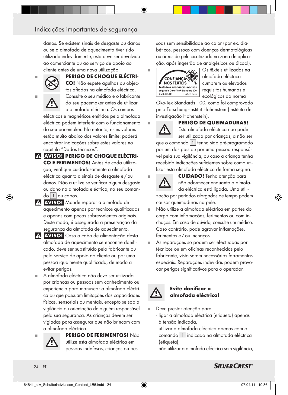 Indicações importantes de segurança | Silvercrest Neck & Shoulder Heating Pad User Manual | Page 20 / 40