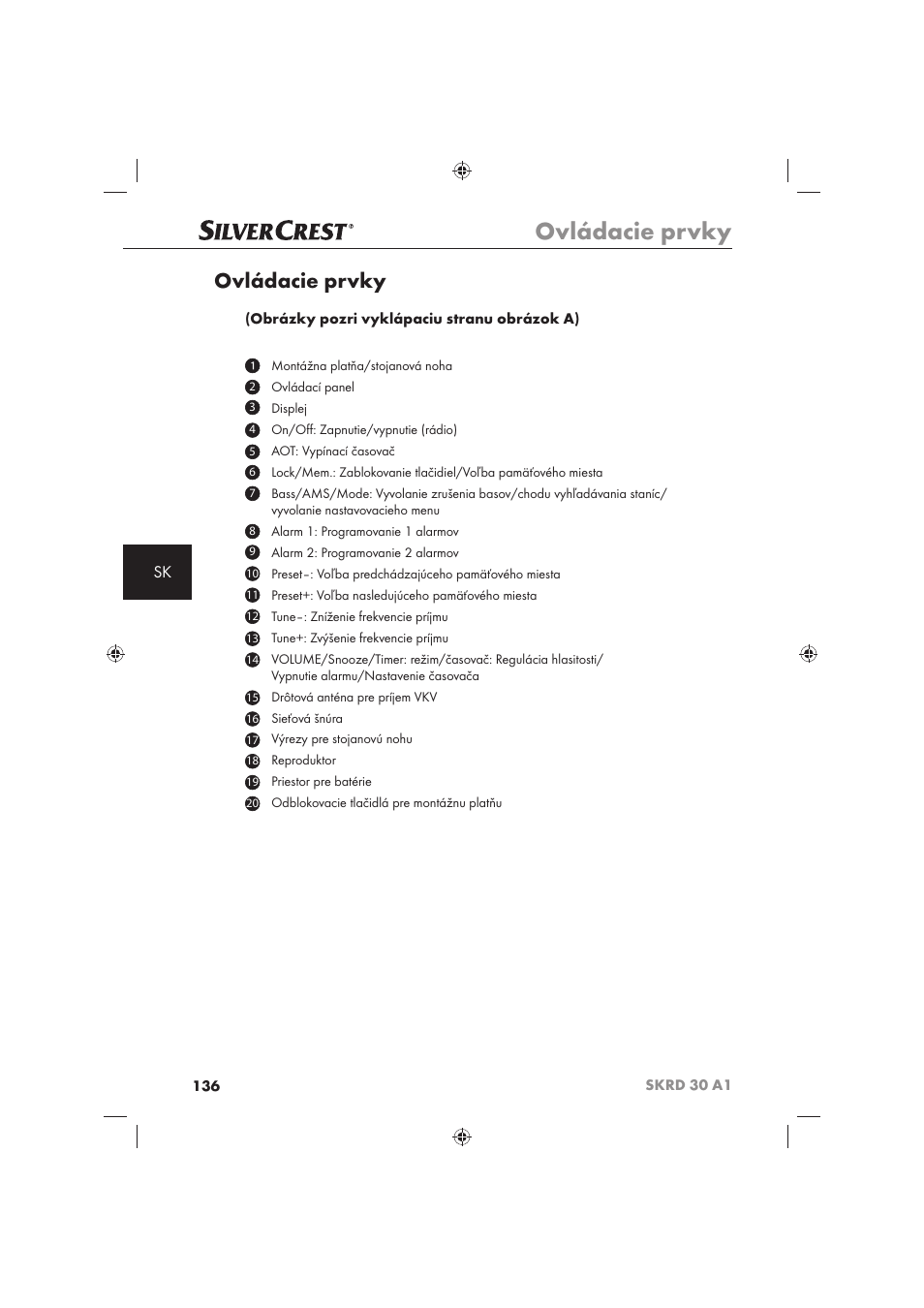 Ovládacie prvky | Silvercrest SKRD 30 A1 User Manual | Page 138 / 158