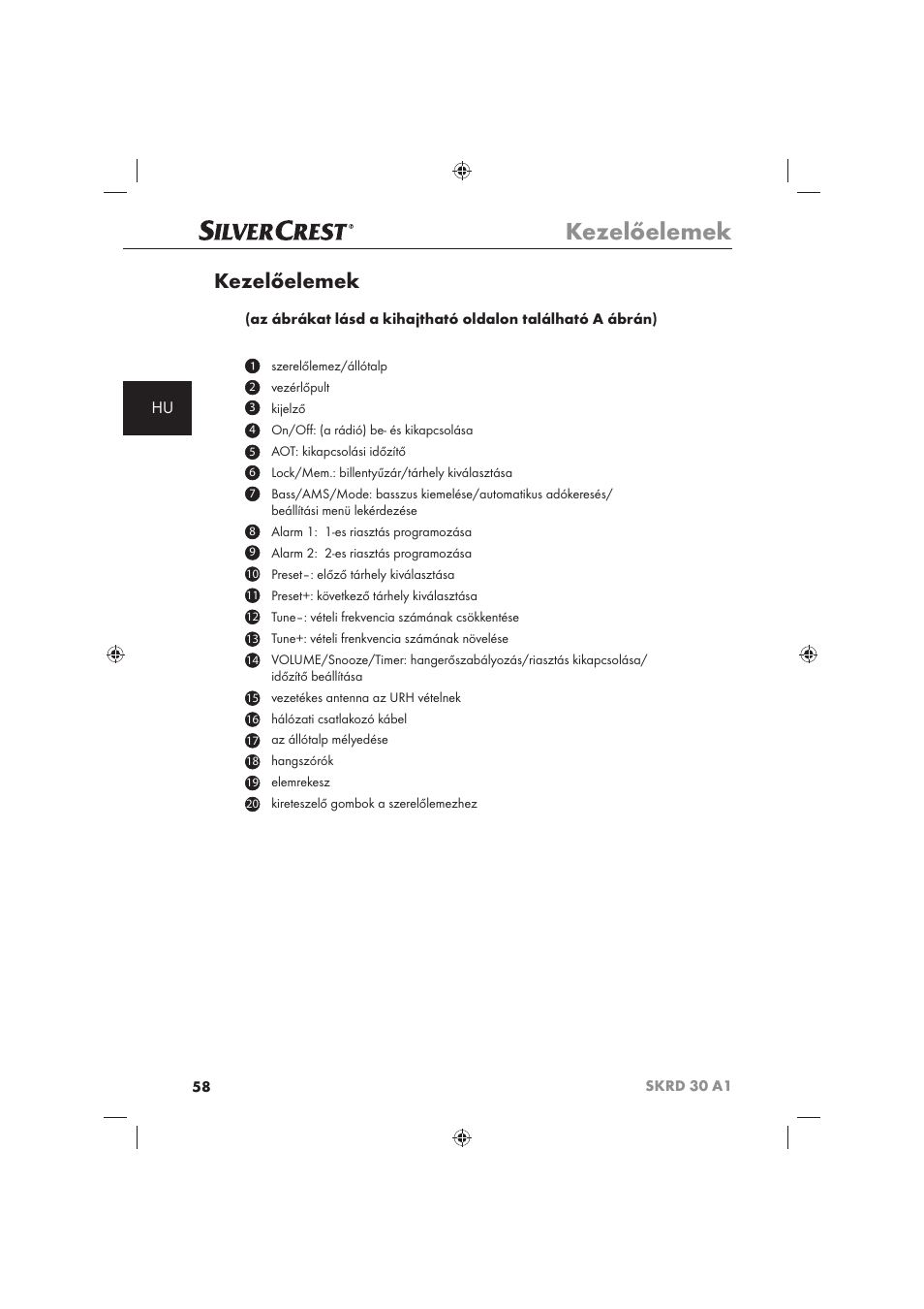 Kezelőelemek | Silvercrest SKRD 30 A1 User Manual | Page 60 / 158