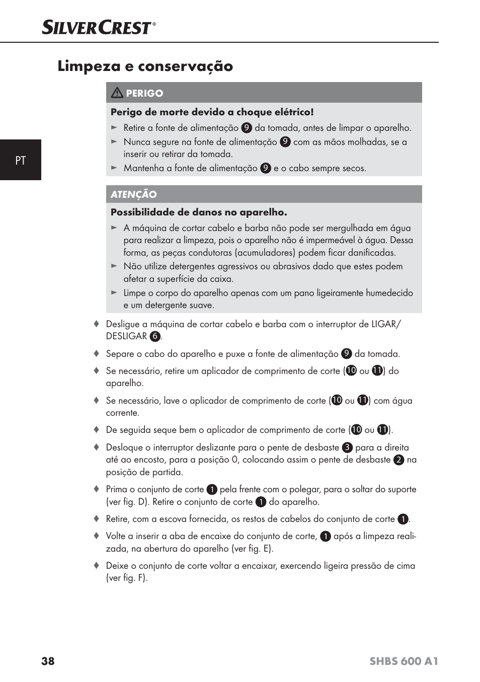 Limpeza e conservação | Silvercrest SHBS 600 A1 User Manual | Page 41 / 74