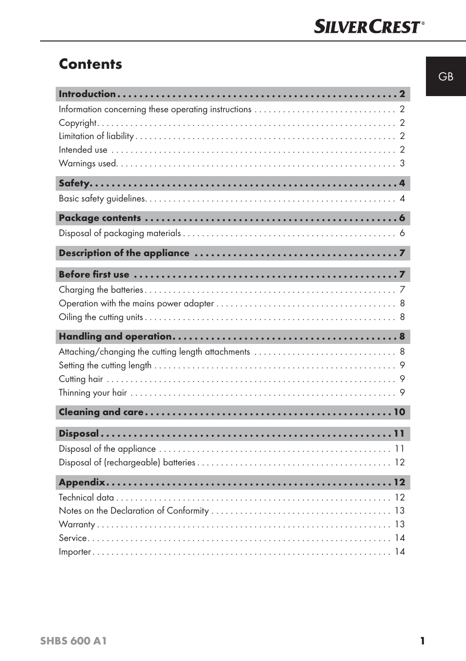 Silvercrest SHBS 600 A1 User Manual | Page 4 / 102