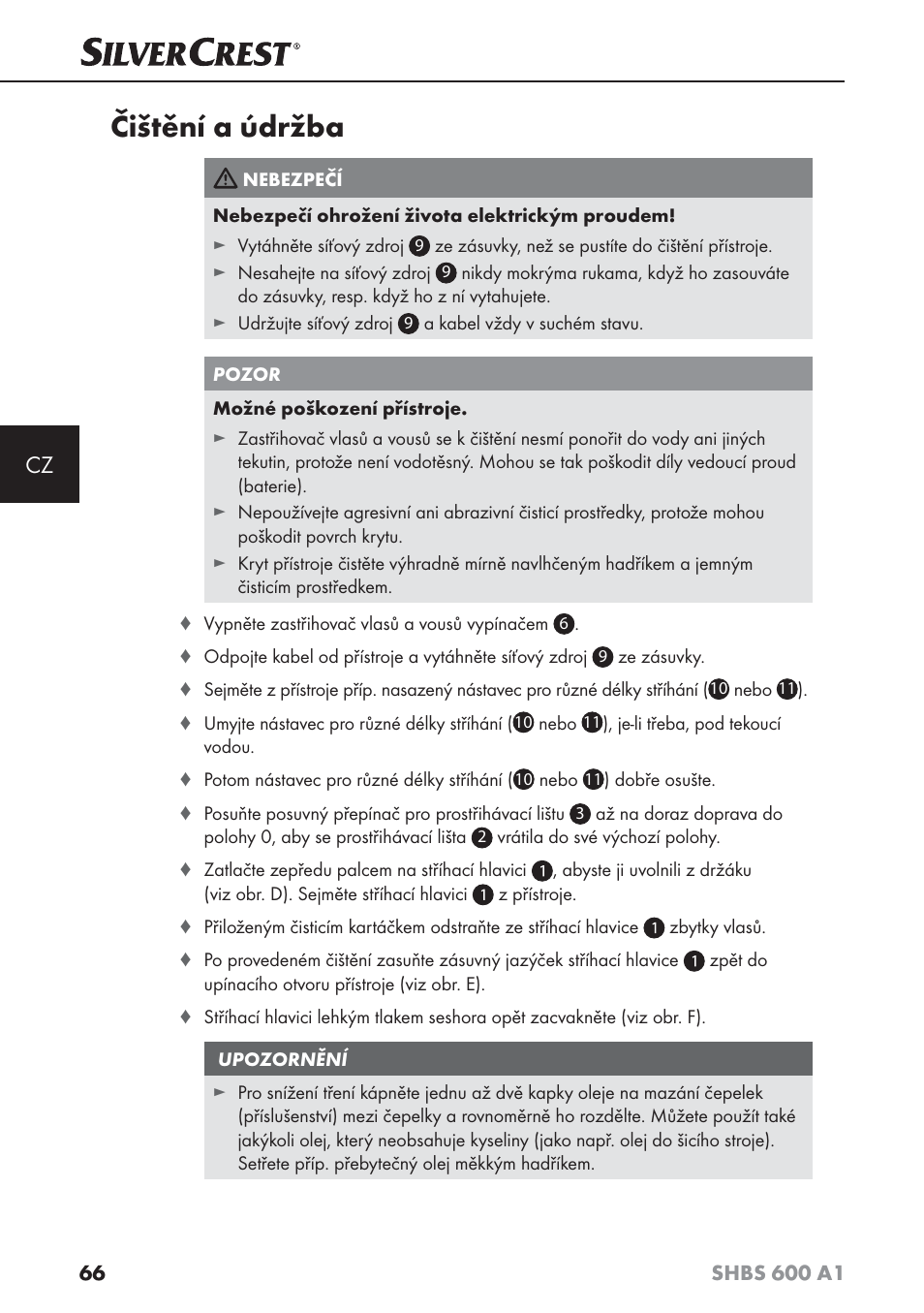 Čištění a údržba | Silvercrest SHBS 600 A1 User Manual | Page 69 / 102