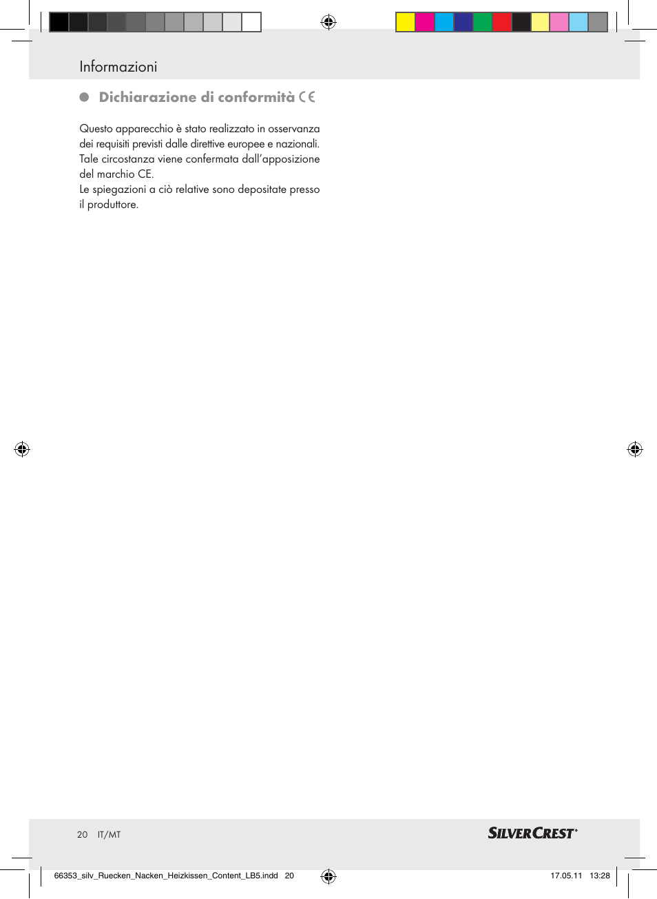 Informazioni, Dichiarazione di conformità | Silvercrest Back & Neck Heat Pad User Manual | Page 16 / 40