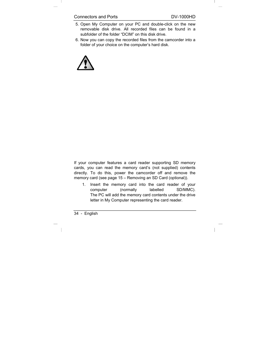 Connectors and ports dv-1000hd, Using a card reader | Silvercrest DV-1000HD User Manual | Page 36 / 44