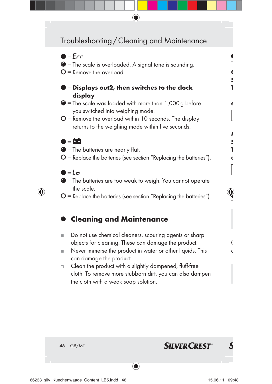 Troubleshooting / cleaning and maintenance, Cleaning and maintenance | Silvercrest Z30441A User Manual | Page 44 / 58