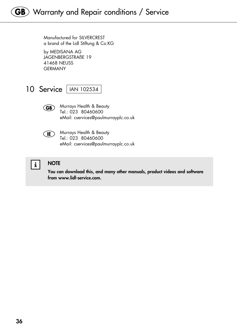 Warranty and repair conditions / service, 10 service | Silvercrest SHIATSU NECK MASSAGE CUSHION User Manual | Page 42 / 52