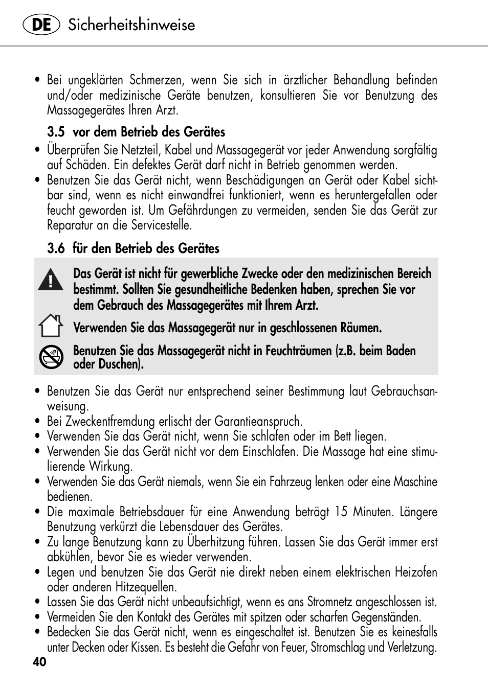 Sicherheitshinweise | Silvercrest SHIATSU NECK MASSAGE CUSHION User Manual | Page 46 / 52
