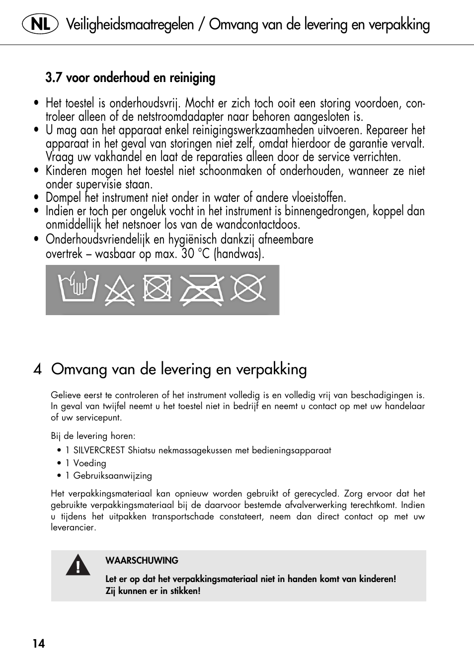 4 omvang van de levering en verpakking | Silvercrest SHIATSU NECK MASSAGE CUSHION User Manual | Page 18 / 42