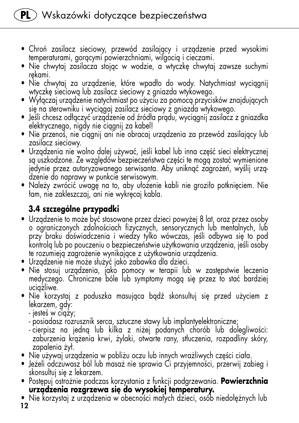 Wskazówki dotyczące bezpieczeństwa | Silvercrest SHIATSU NECK MASSAGE CUSHION User Manual | Page 18 / 70