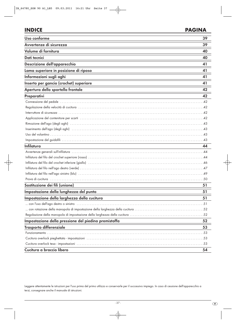 Indice pagina | Silvercrest SON 90 A1 User Manual | Page 39 / 182