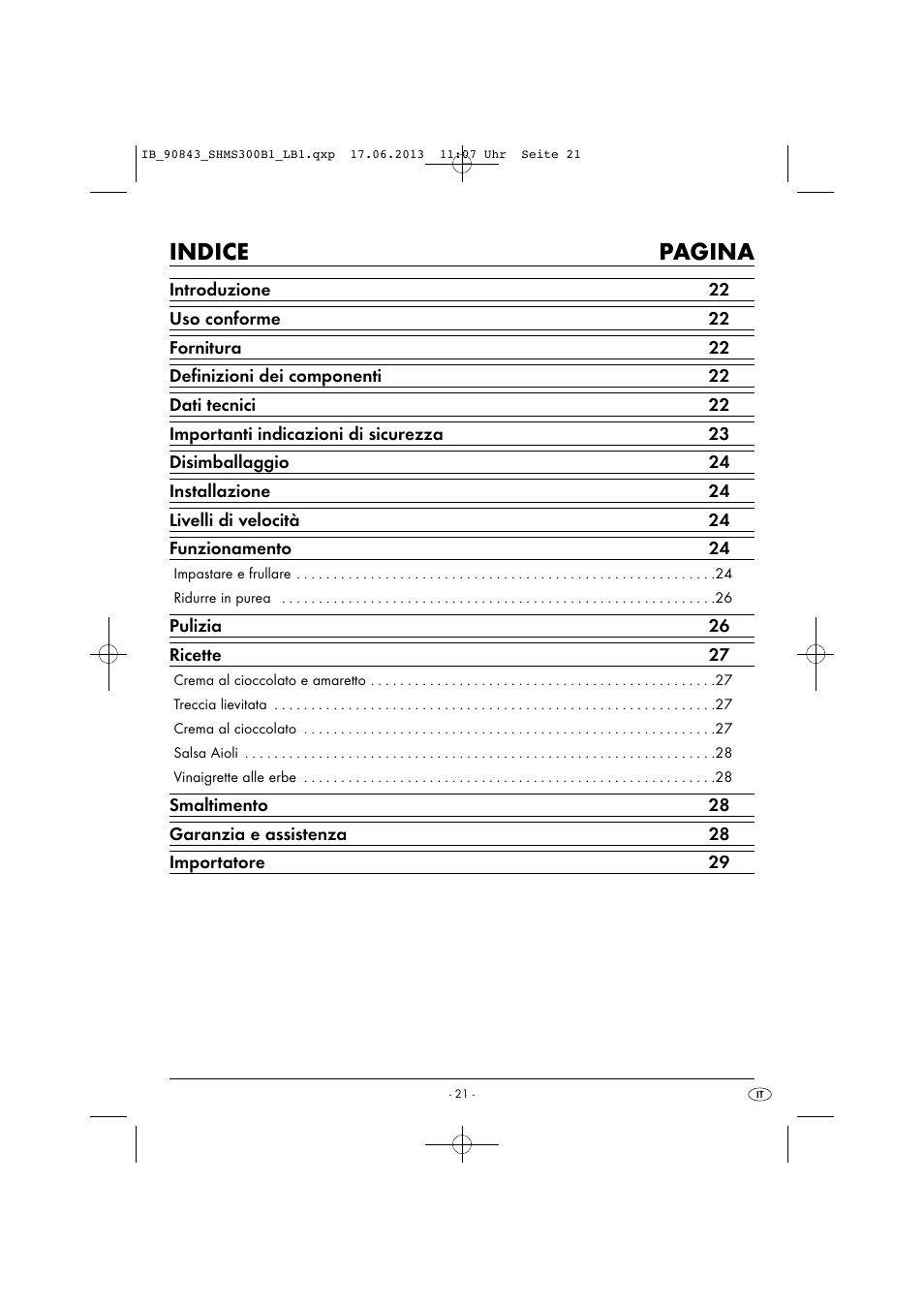 Indice pagina | Silvercrest SHMS 300 B1 User Manual | Page 24 / 53