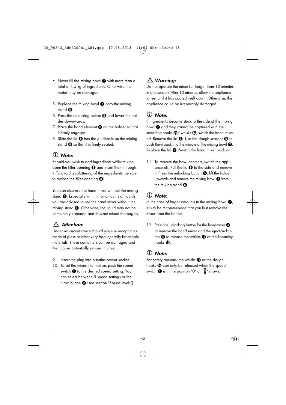 Attention, Warning | Silvercrest SHMS 300 B1 User Manual | Page 48 / 53