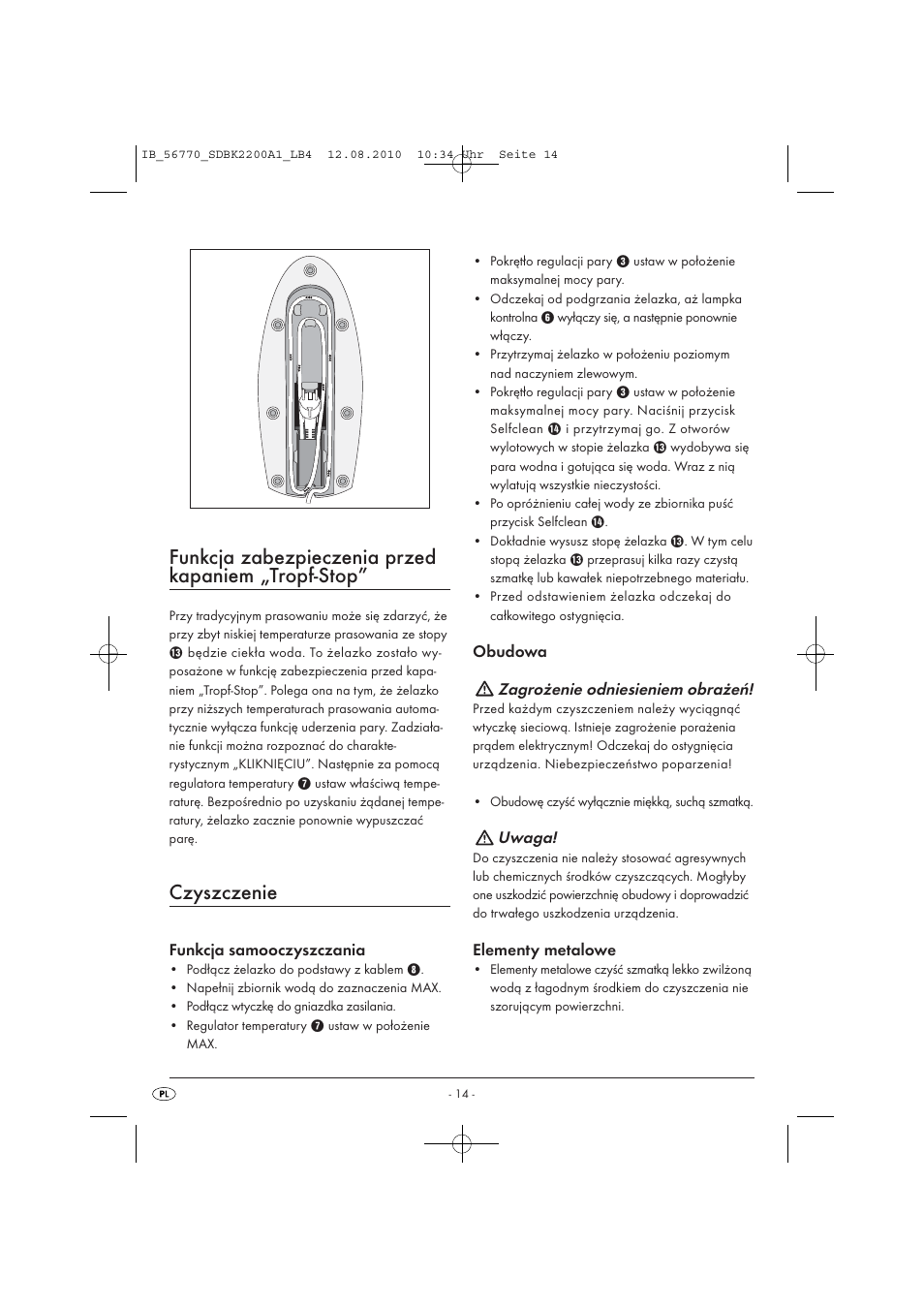 Funkcja zabezpieczenia przed kapaniem „tropf-stop, Czyszczenie | Silvercrest SDBK 2200 A1 User Manual | Page 16 / 58