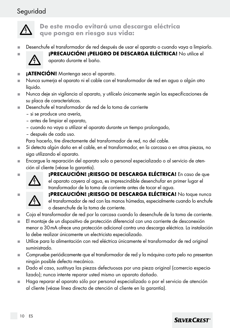 Seguridad | Silvercrest SHBS 600 A1 User Manual | Page 10 / 77