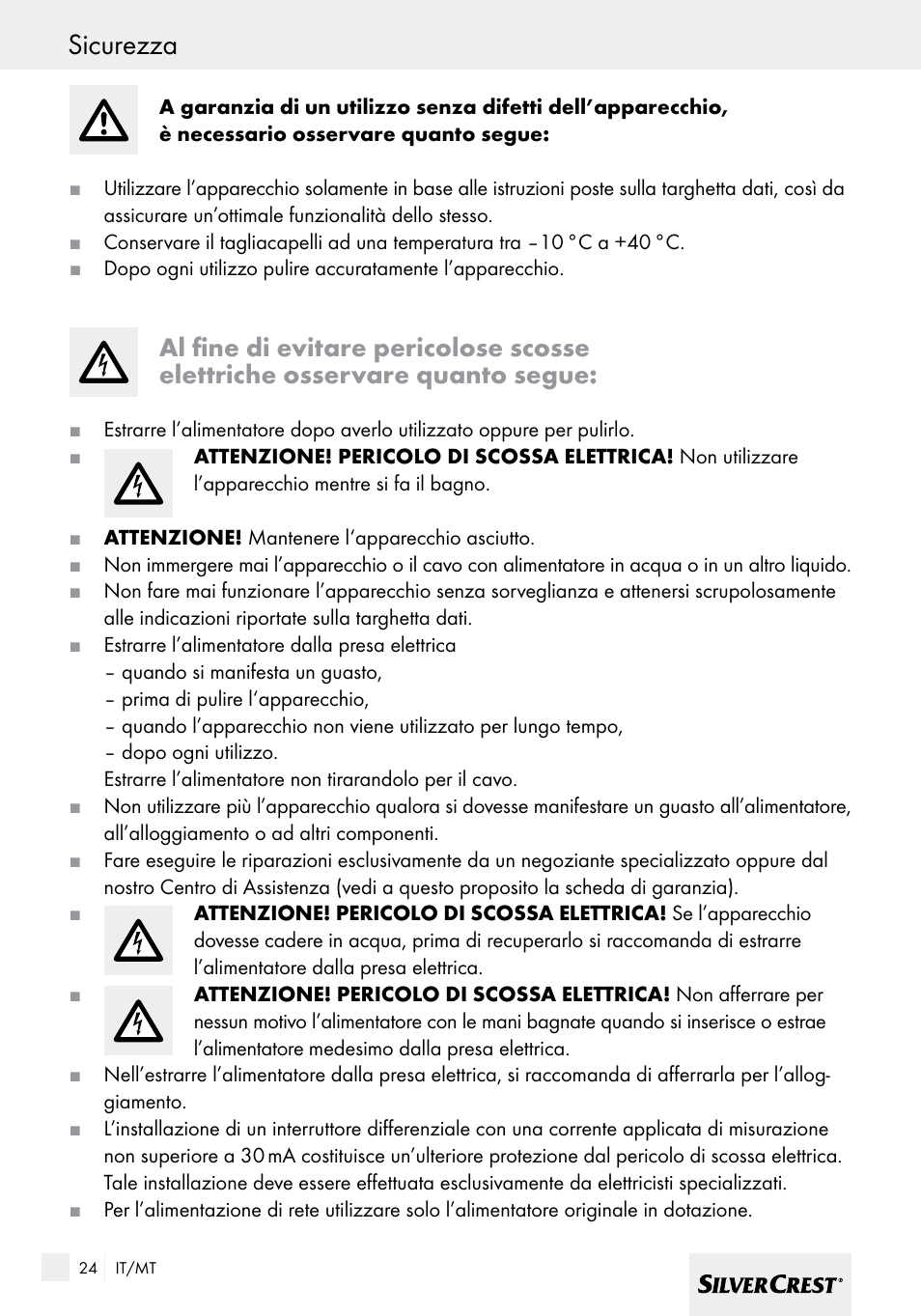 Sicurezza | Silvercrest SHBS 600 A1 User Manual | Page 24 / 77