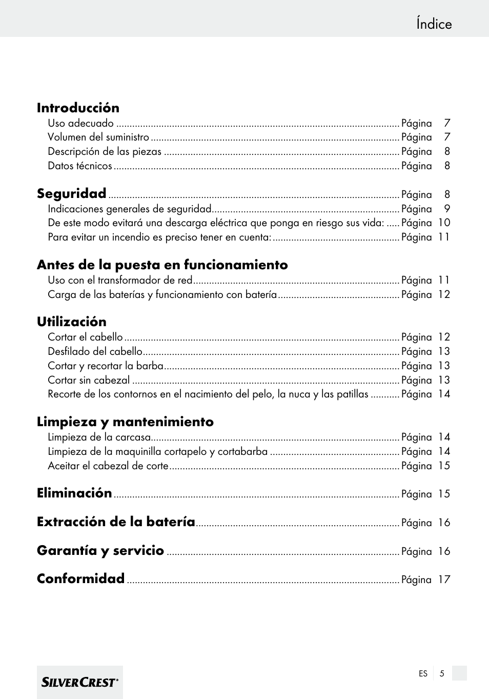 Índice | Silvercrest SHBS 600 A1 User Manual | Page 5 / 77