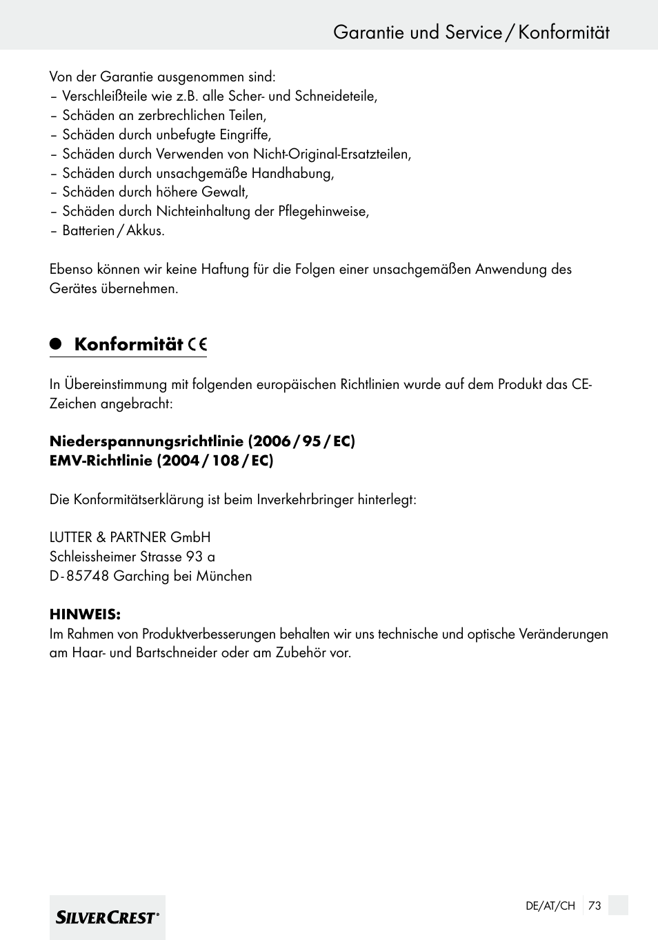 Garantie und service / konformität, Konformität | Silvercrest SHBS 600 A1 User Manual | Page 73 / 77