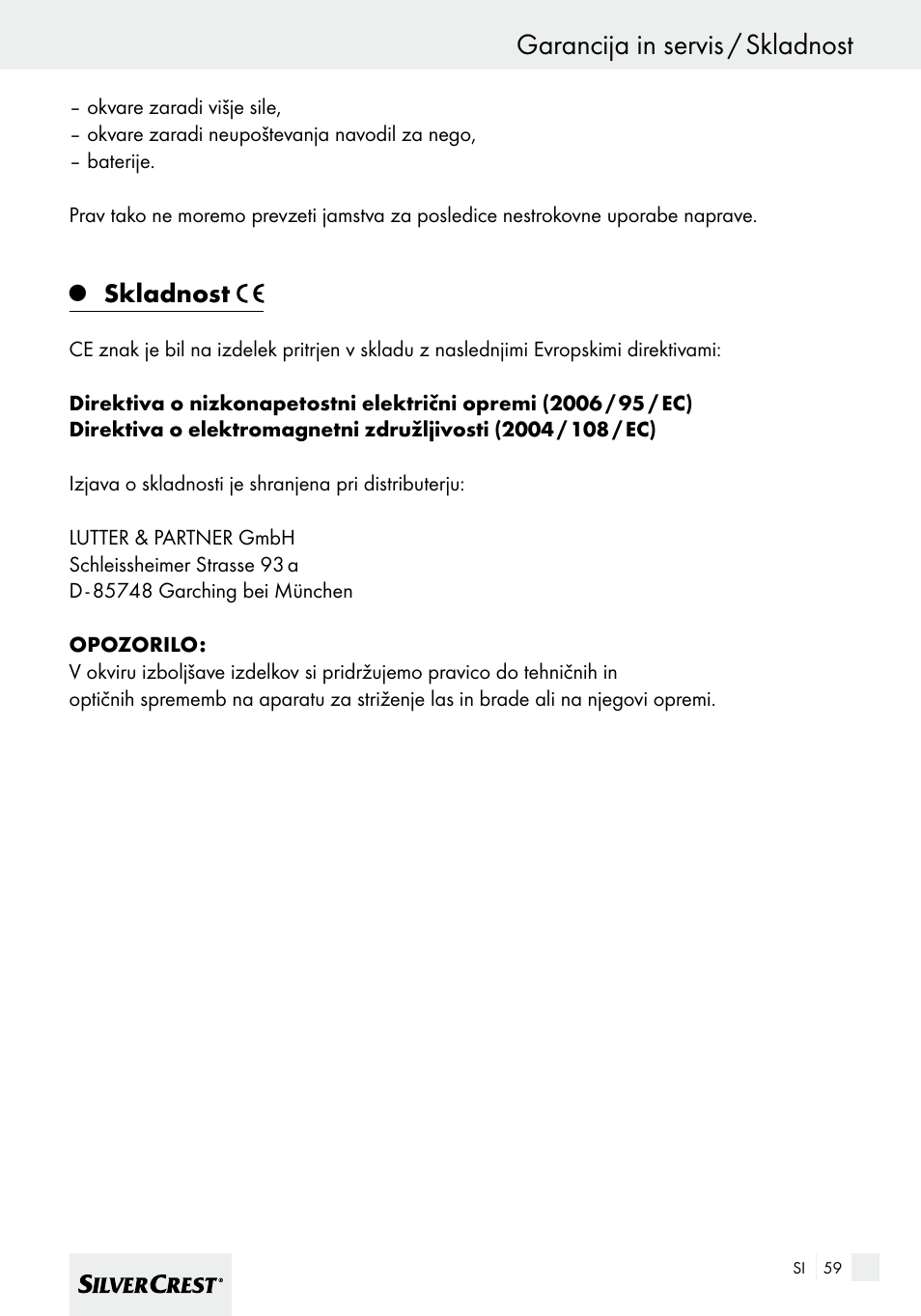 Garancija in servis / skladnost, Skladnost | Silvercrest SHBS 600 A1 User Manual | Page 59 / 101